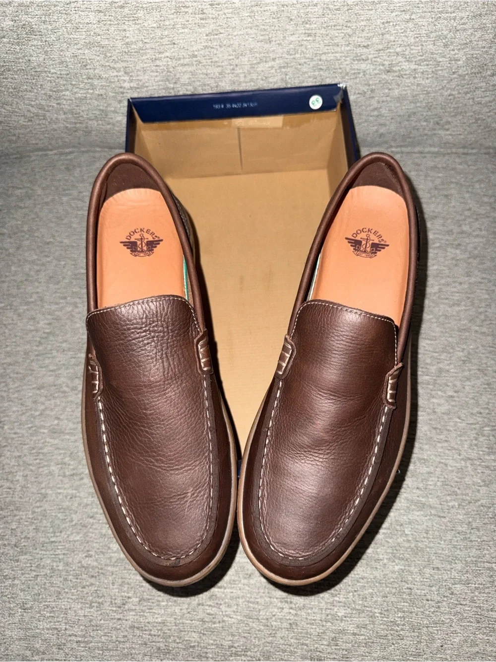 Dockers Brown Leather Slip-On Loafers with Tan Sole